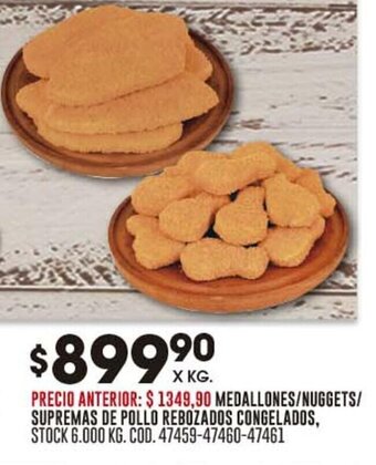 Coto MEDALLONES/NUGGETS/ SUPREMAS DE POLLO REBOZADOS CONGELADOS oferta