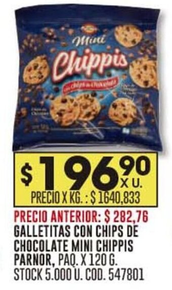 Coto GALLETITAS CON CHIPS DE CHOCOLATE MINI CHIPPIS PARNOR PAQ X 120G oferta