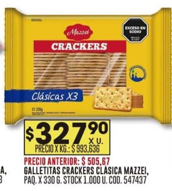 Coto GALLETITAS CRACKERS CLÁSICA MAZZEI, PAQ. X 330 G. oferta