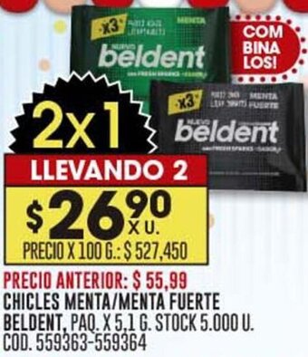 Coto CHICLES MENTA/MENTA FUERTE BELDENT, PAQ. X 5,1 G. oferta