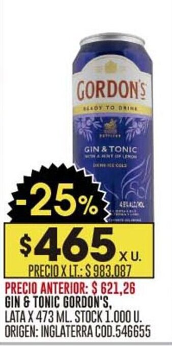 Coto GIN&TONIC GORDON'S, LATA X 473 ML. oferta