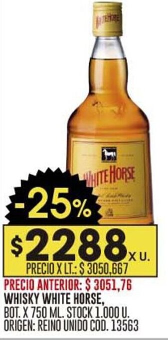 WHISKY WHITE HORSE, BOT. X 750 ML.