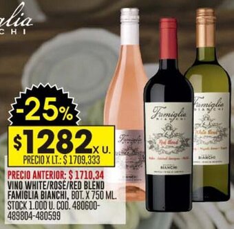 Coto VINO WHITE/ROSE/RED BLEND FAMIGLIA BIANCHI, BOT. X 750 ML. oferta