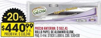 Coto ROLLO PAPEL DE ALUMINIO GLOW, PAQ. X 4 M. oferta