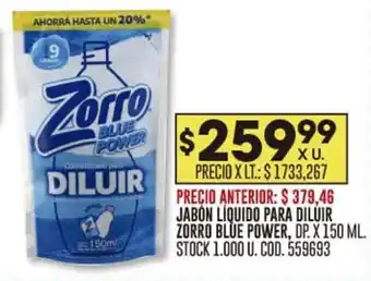 Coto JABON LIQUIDO PARA DILUIR ZORRO BLUE POWER, DP. X 150 ML. oferta