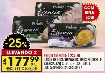 Coto JABON DE TOCADOR VARIOS TIPOS PLUSBELLE ESENCIA, PAQ. X 120 G. oferta