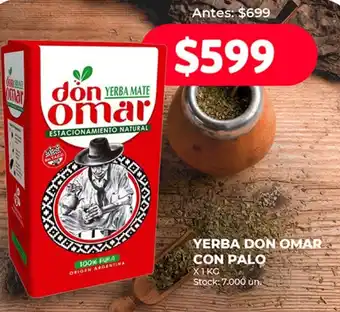 Supermercados Tadicor YERBA DON OMAR CON PALO X1 KG oferta