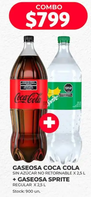 Supermercados Tadicor GASEOSA COCA COLA SIN AZÚCAR NO RETORNABLE X 2,5 L + GASEOSA SPRITE oferta