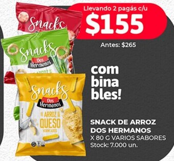 Supermercados Tadicor SNACK DE ARROZ DOS HERMANOS X 80 G oferta