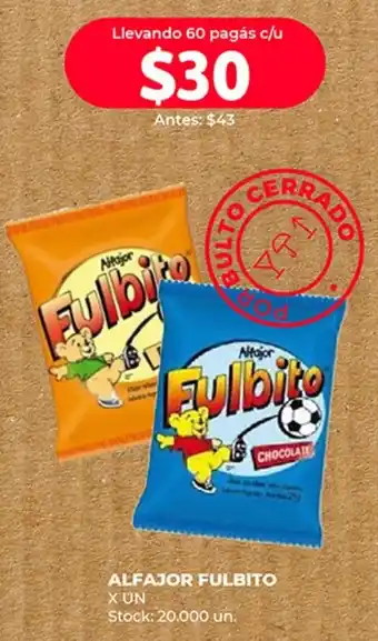 Supermercados Tadicor ALFAJOR FULBITO X UN oferta