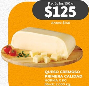 Supermercados Tadicor QUESO CREMOSO PRIMERA CALIDAD HORMA X KG oferta