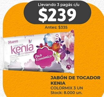 Supermercados Tadicor JABÓN DE TOCADOR KENIA COLORMIX 3 UN oferta