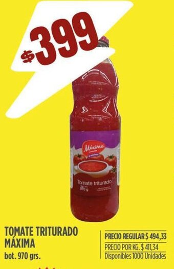 Supermercados Vea TOMATE TRITURADO MÁXIMA bot. 970 grs. oferta