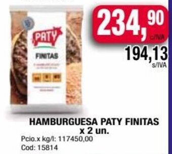 Maxiconsumo HAMBURGUESA PATY FINITAS x 2 un. oferta