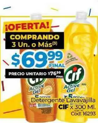 Diarco Cif Detergente Lavavajilla x 300ml oferta