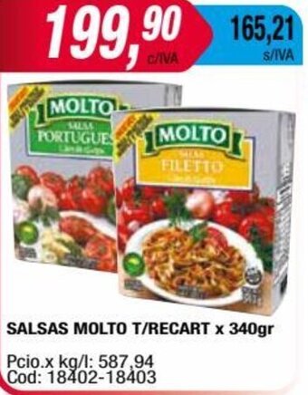 Maxiconsumo SALSAS MOLTO T/RECART x 340gr oferta