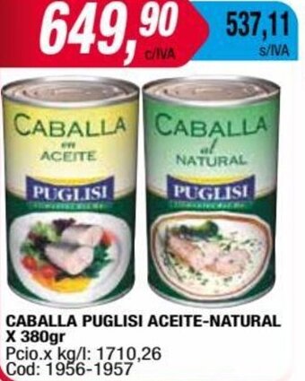 Maxiconsumo CABALLA PUGLISI ACEITE-NATURAL X 380gr oferta