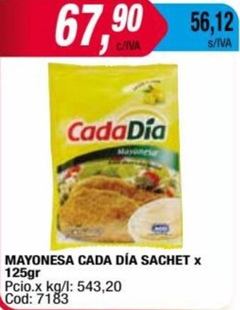 Maxiconsumo MAYONESA CADA DÍA SACHET x 125gr oferta