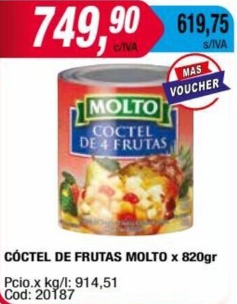 Maxiconsumo CÓCTEL DE FRUTAS MOLTO x 820gr oferta