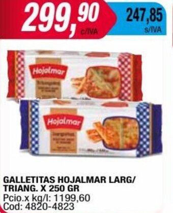 Maxiconsumo GALLETITAS HOJALMAR LARG/ TRIANG. X 250 GR oferta