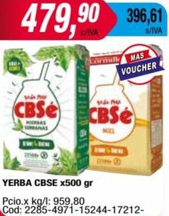 Maxiconsumo YERBA CBSE x500 gr oferta