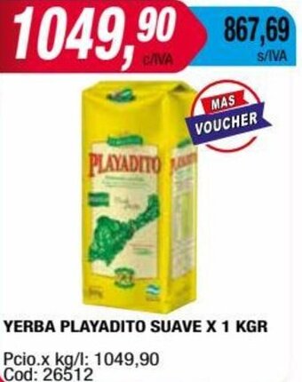 Maxiconsumo YERBA PLAYADITO SUAVE X 1 KGR oferta