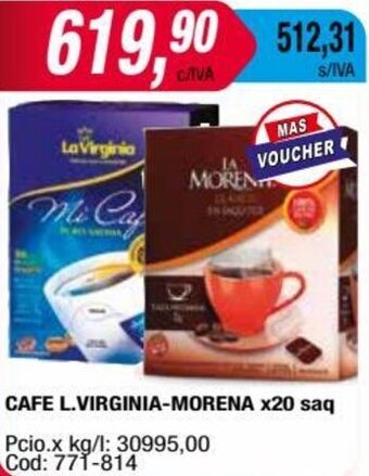 Maxiconsumo CAFE L.VIRGINIA-MORENA X20 saq oferta