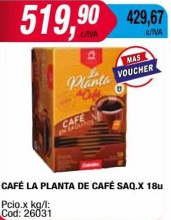 Maxiconsumo CAFÉ LA PLANTA DE CAFÉ SAQ.X 18u oferta