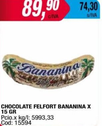 Maxiconsumo CHOCOLATE FELFORT BANANINA X 15 GR oferta