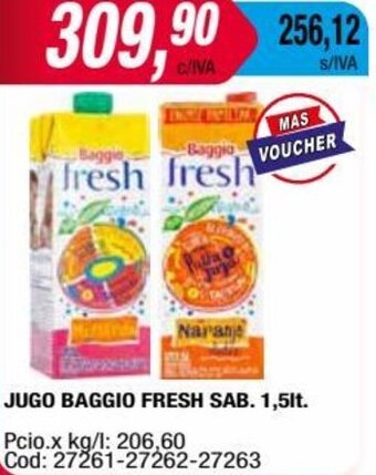 Maxiconsumo JUGO BAGGIO FRESH SAB. 1,5lt. oferta