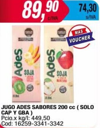 Maxiconsumo JUGO ADES SABORES 200 cc oferta