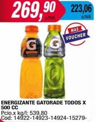 Maxiconsumo ENERGIZANTE GATORADE TODOS X 500 CC oferta