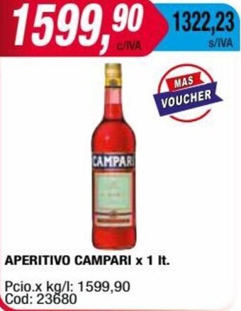 Maxiconsumo APERITIVO CAMPARI x 1 It. oferta