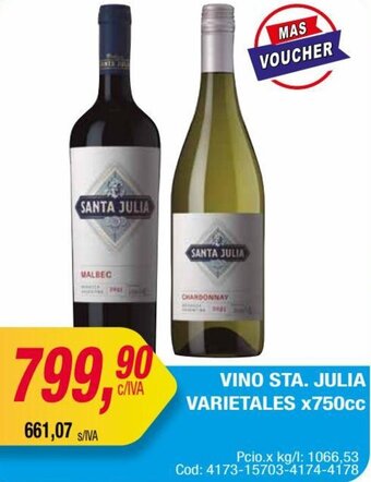 Maxiconsumo VINO STA. JULIA VARIETALES x750cc oferta