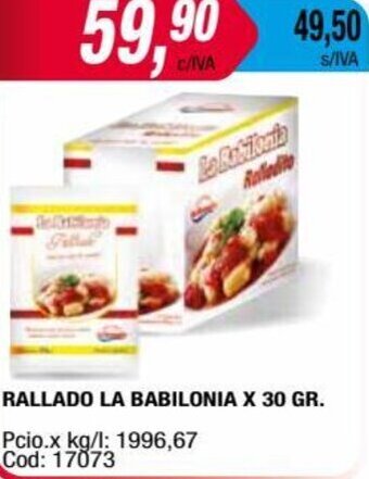 Maxiconsumo RALLADO LA BABILONIA X 30 GR. oferta