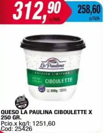 Maxiconsumo QUESO LA PAULINA CIBOULETTE X 250GR oferta