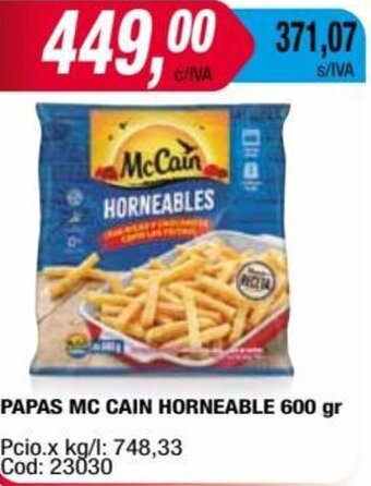 Maxiconsumo PAPAS MC CAIN HORNEABLE 600 gr oferta