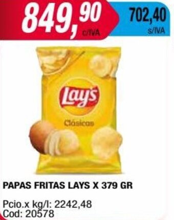 Maxiconsumo PAPAS FRITAS LAYS X 379 GR oferta