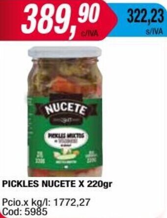 Maxiconsumo PICKLES NUCETE X 220gr oferta