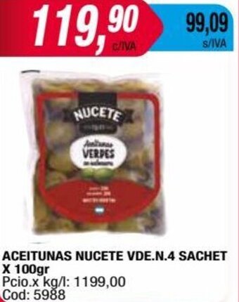 Maxiconsumo ACEITUNAS NUCETE VDE.N.4 SACHET X 100gr oferta