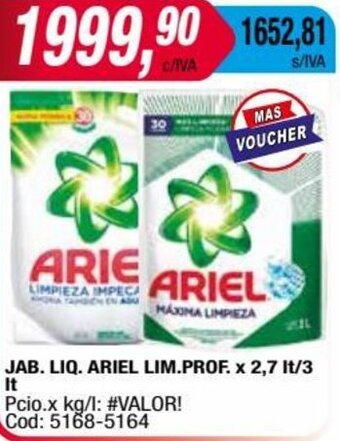 Maxiconsumo JAB. LIQ. ARIEL LIM.PROF. x 2,7 lt/3 It oferta