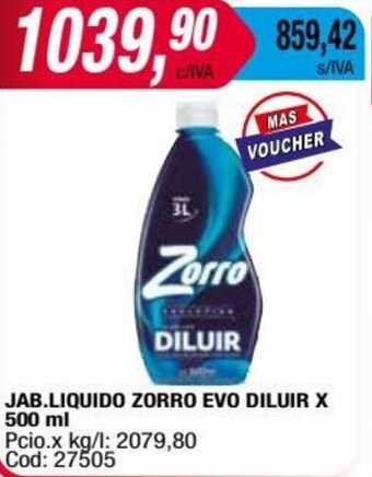 Maxiconsumo JAB.LIQUIDO ZORRO EVO DILUIR X 500 ml oferta