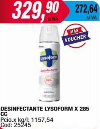 Maxiconsumo DESINFECTANTE LYSOFORM X 285 CC oferta