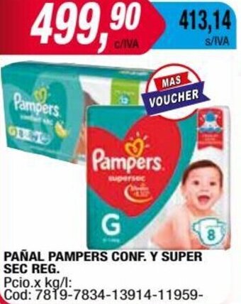 Maxiconsumo PAÑAL PAMPERS CONF. Y SUPER SEC REG. oferta