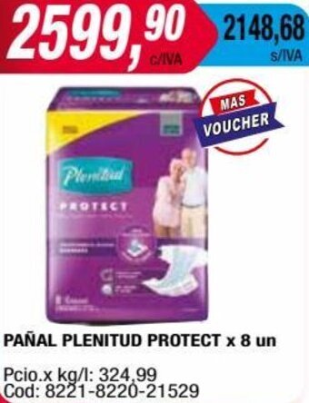 Maxiconsumo PAÑAL PLENITUD PROTECT x 8 un oferta
