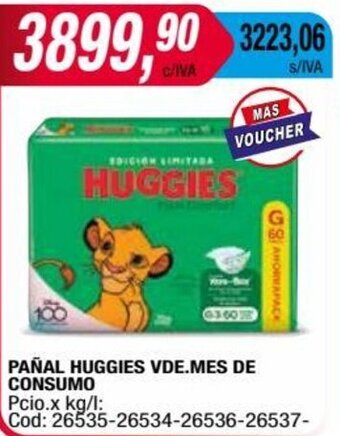 Maxiconsumo PAÑAL HUGGIES VDE.MES DE CONSUMO oferta