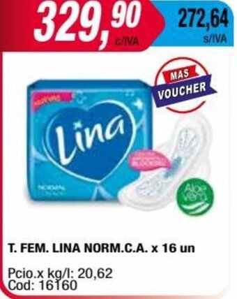 Maxiconsumo T. FEM. LINA NORM.C.A. x 16 un oferta