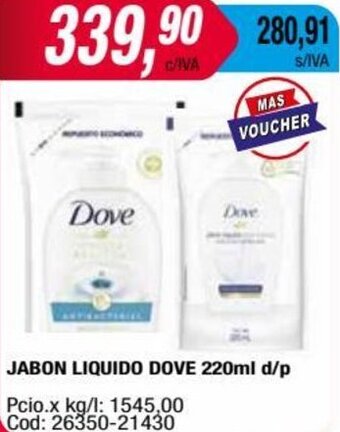 Maxiconsumo JABON LIQUIDO DOVE 220ml d/p oferta