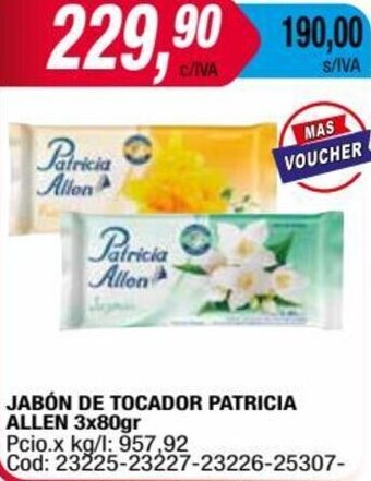 Maxiconsumo JABÓN DE TOCADOR PATRICIA ALLEN 3x80gr oferta