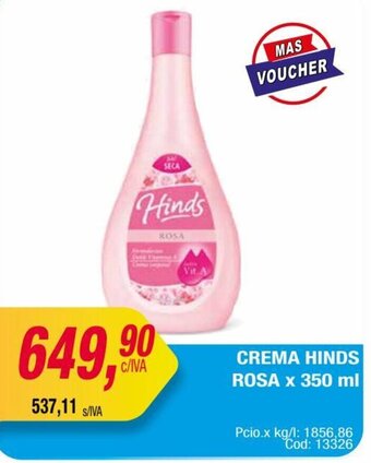 Maxiconsumo CREMA HINDS ROSA x 350 ml oferta